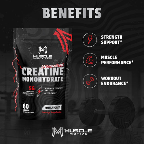 Creatine Monohydrate Powder, Unflavored, 300G | Micronized, 5G per Serving, 60 Servings, for Men