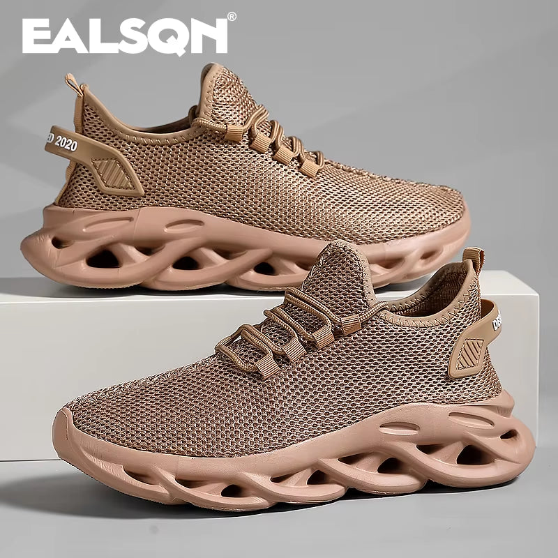 Men's & Women's Lightweight Breathable Running Shoes - Casual Jogging Sneakers with Shock Absorption in Black and Brown