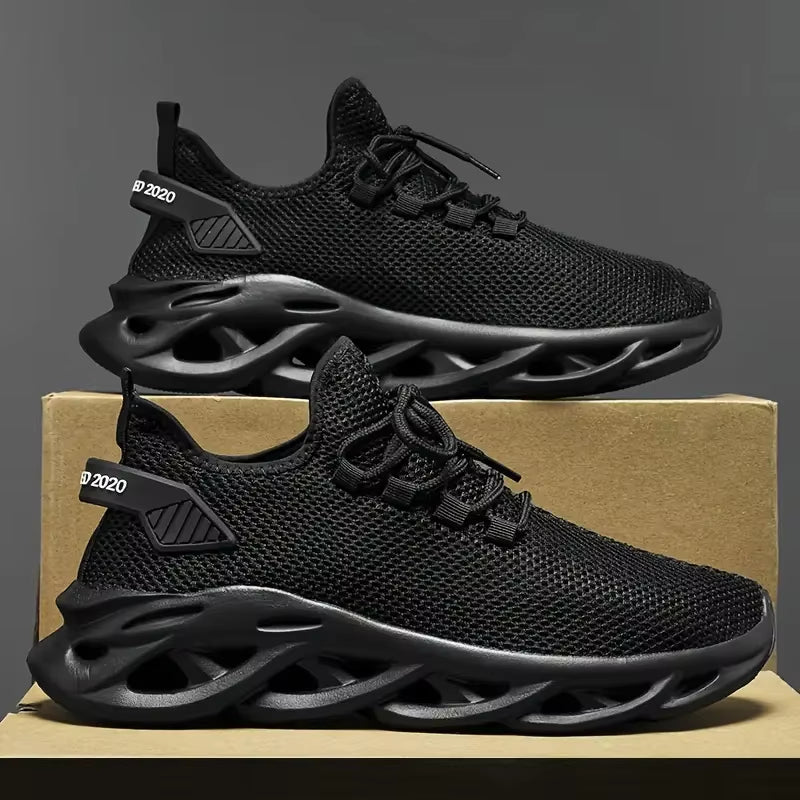 Men's & Women's Lightweight Breathable Running Shoes - Casual Jogging Sneakers with Shock Absorption in Black and Brown