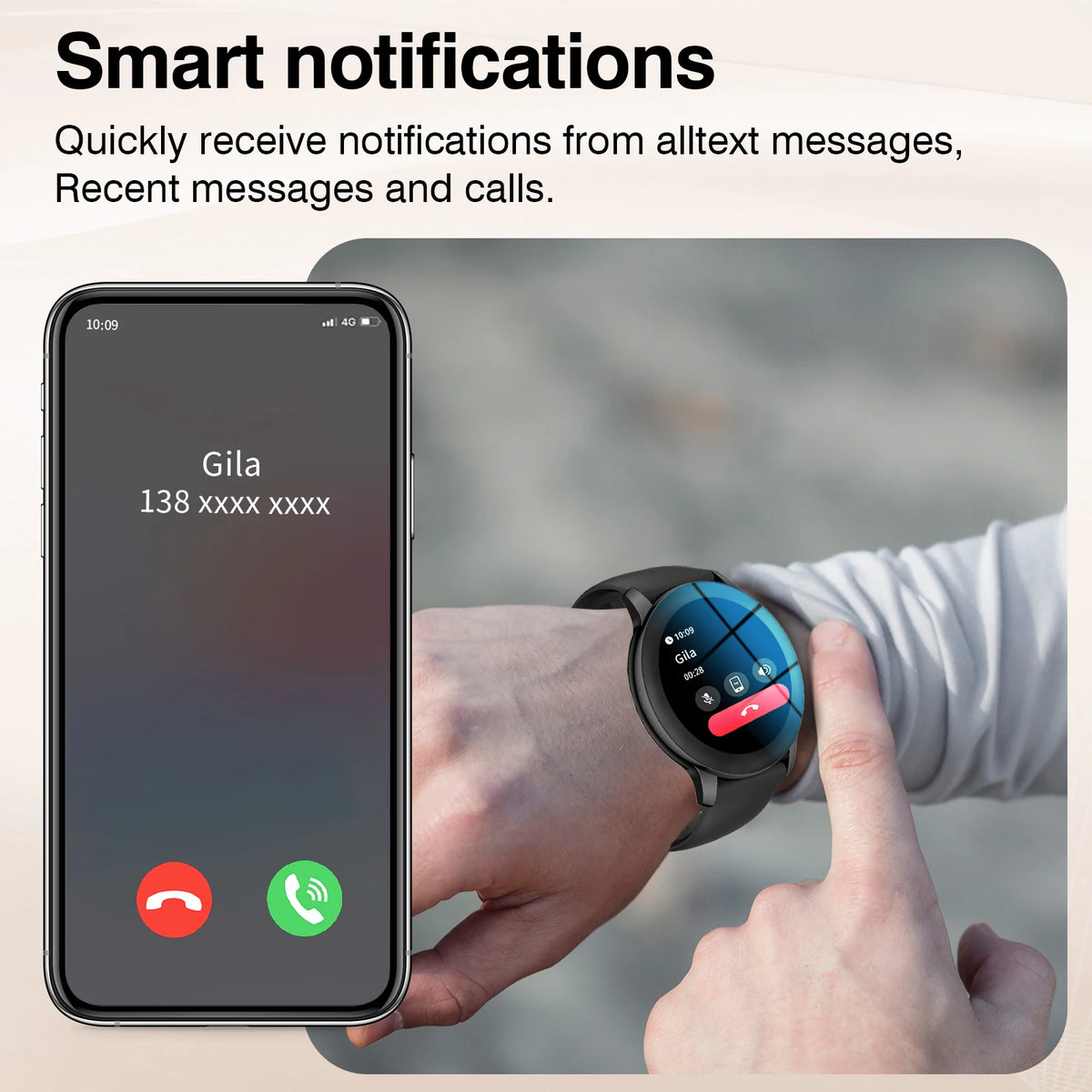 VYROX™ Smartwatch Fitness – Reloj Inteligente con Llamadas Bluetooth, Carga Inalámbrica y Esferas Personalizables