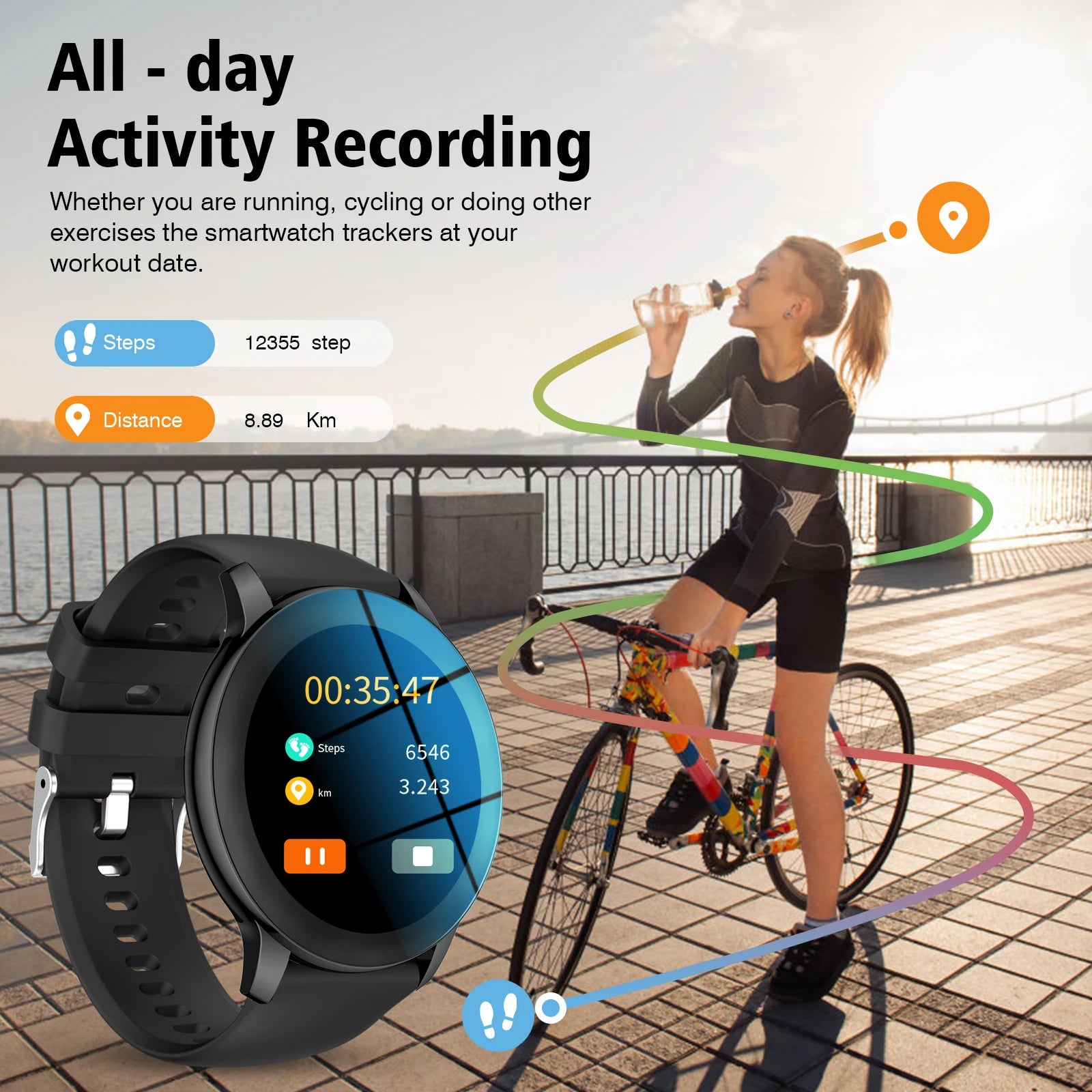 VYROX™ Smartwatch Fitness – Reloj Inteligente con Llamadas Bluetooth, Carga Inalámbrica y Esferas Personalizables