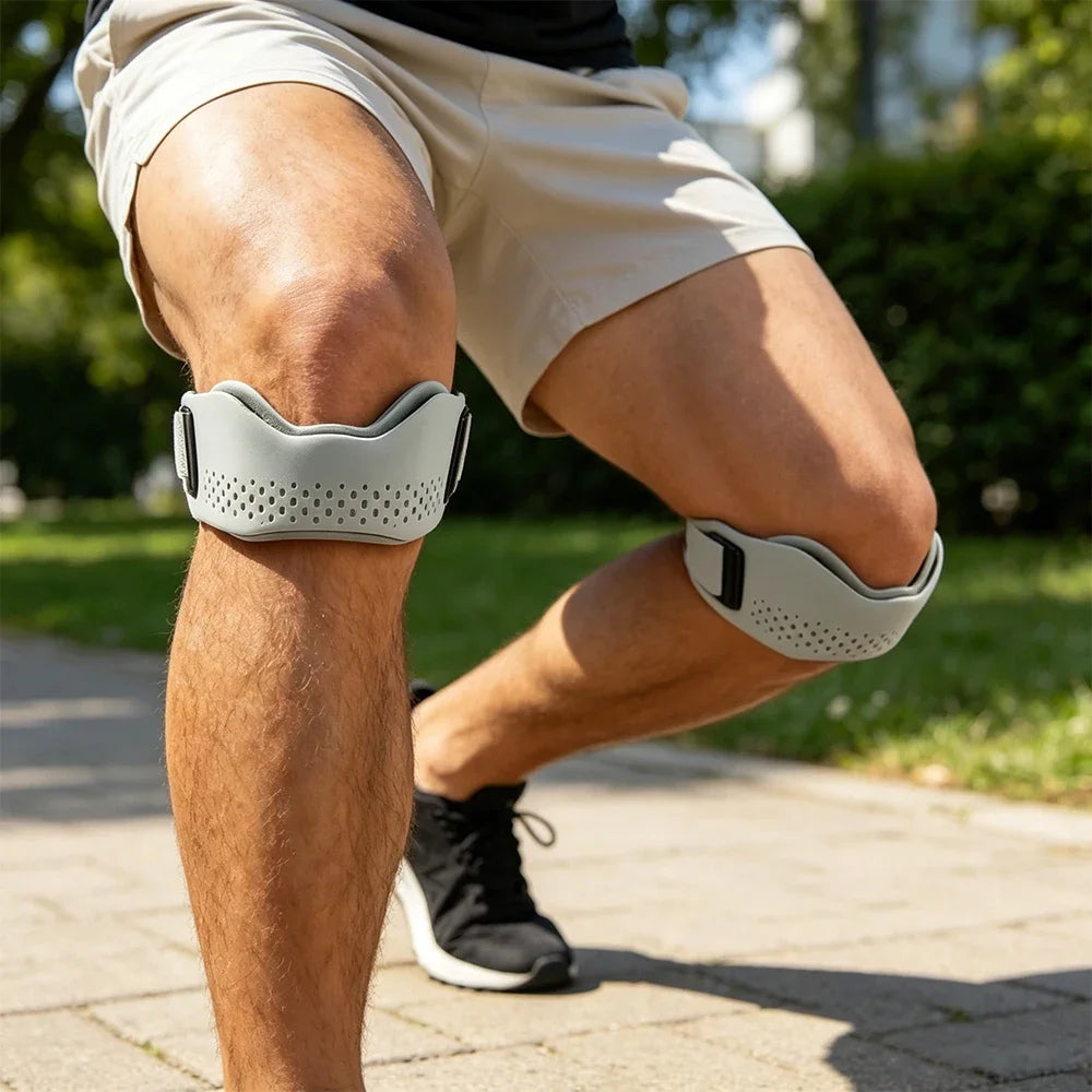 Banda de Soporte para Rodilla – Ajustable con Almohadilla de Silicona