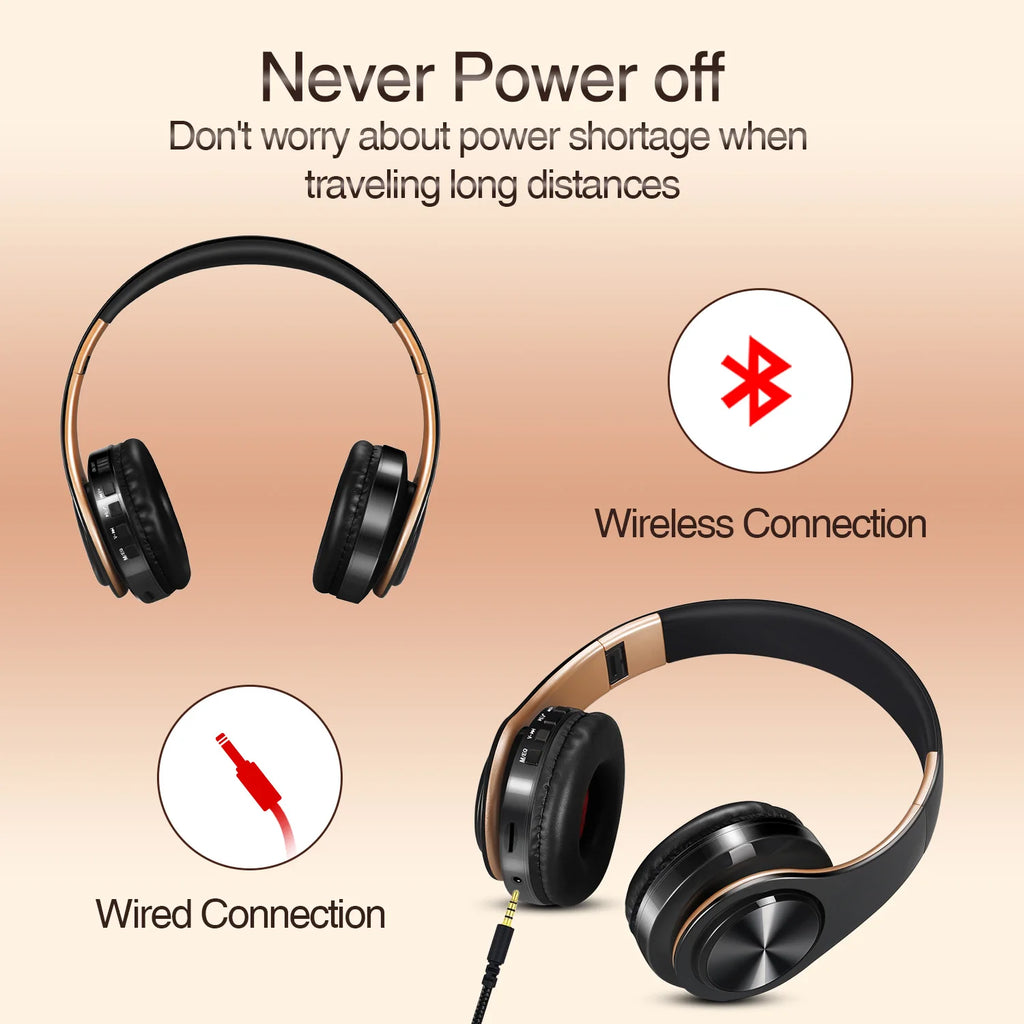Audífonos Inalámbricos Bluetooth Dorados con Micrófono