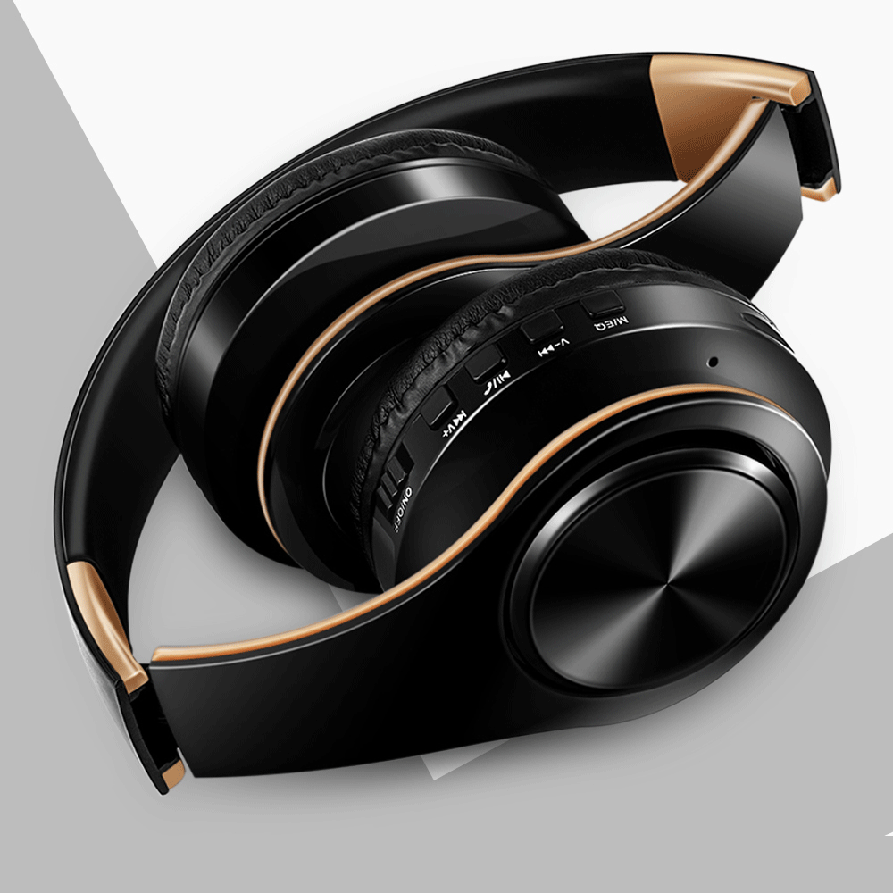 Audífonos Inalámbricos Bluetooth Dorados con Micrófono