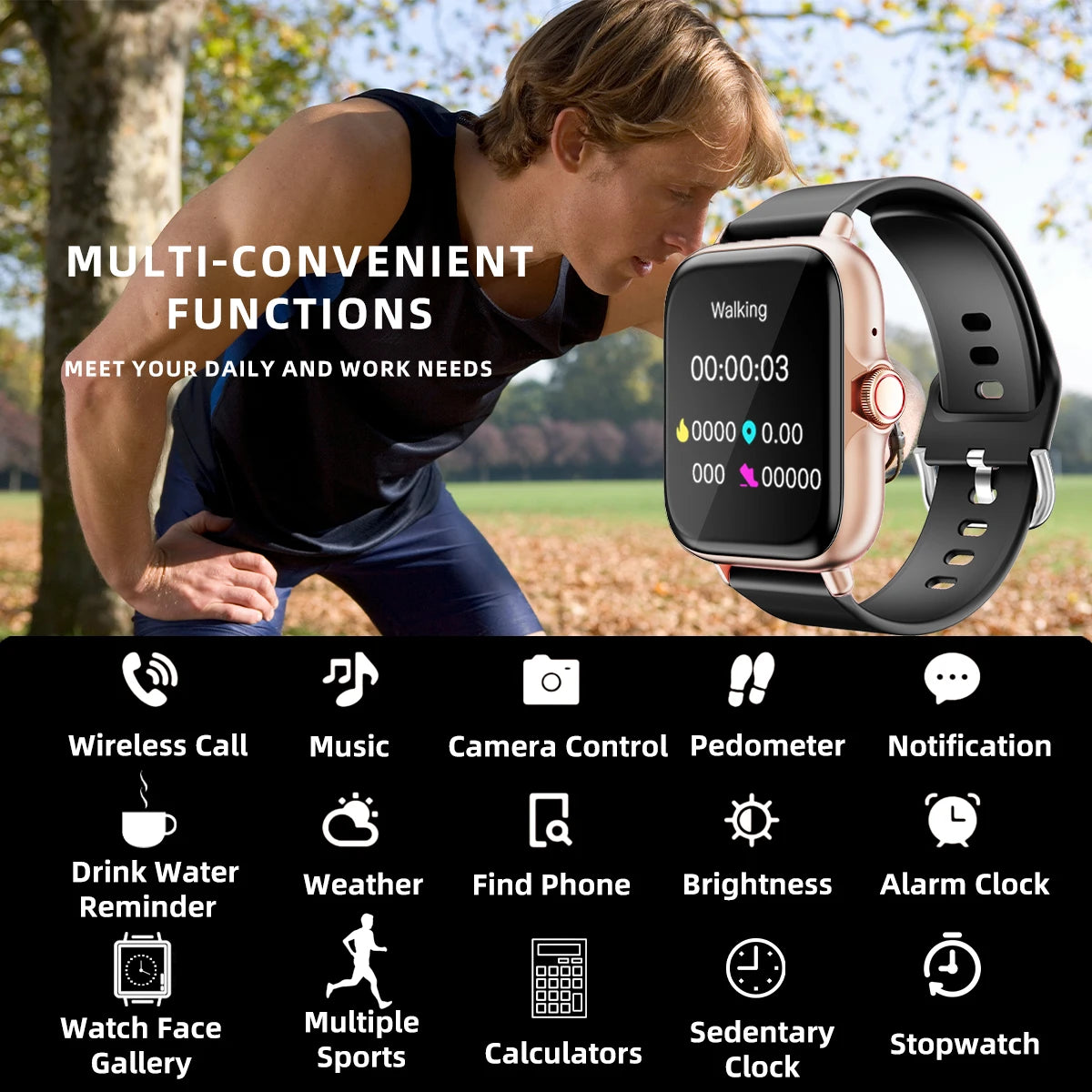 VYROX™ Smartwatch Fitness 1.83” – Llamadas Bluetooth, Monitor de Sueño, Podómetro y Notificaciones