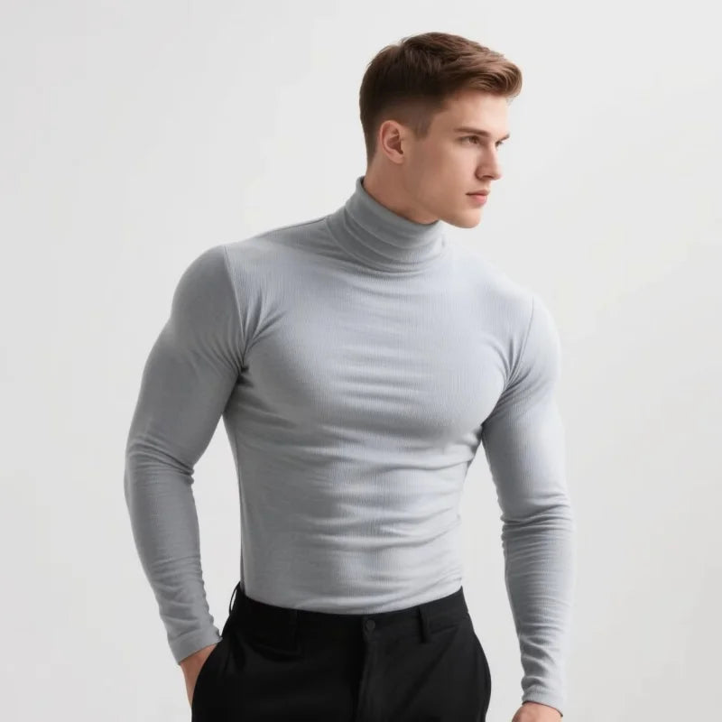 Camiseta Térmica para Hombre – Cuello Alto, Manga Larga y Ajuste Slim