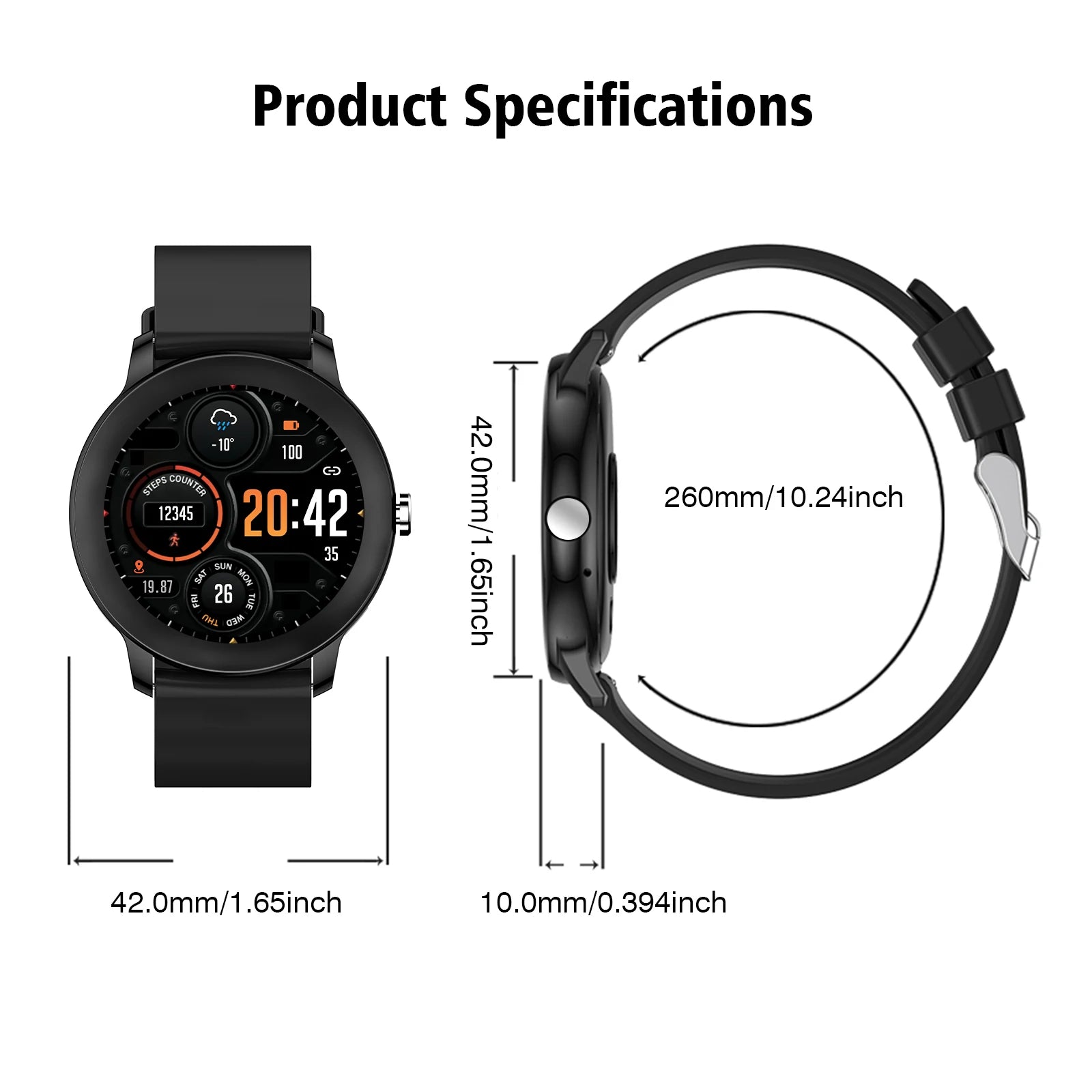 VYROX™ Smartwatch Fitness – Reloj Inteligente con Llamadas Bluetooth, Carga Inalámbrica y Esferas Personalizables