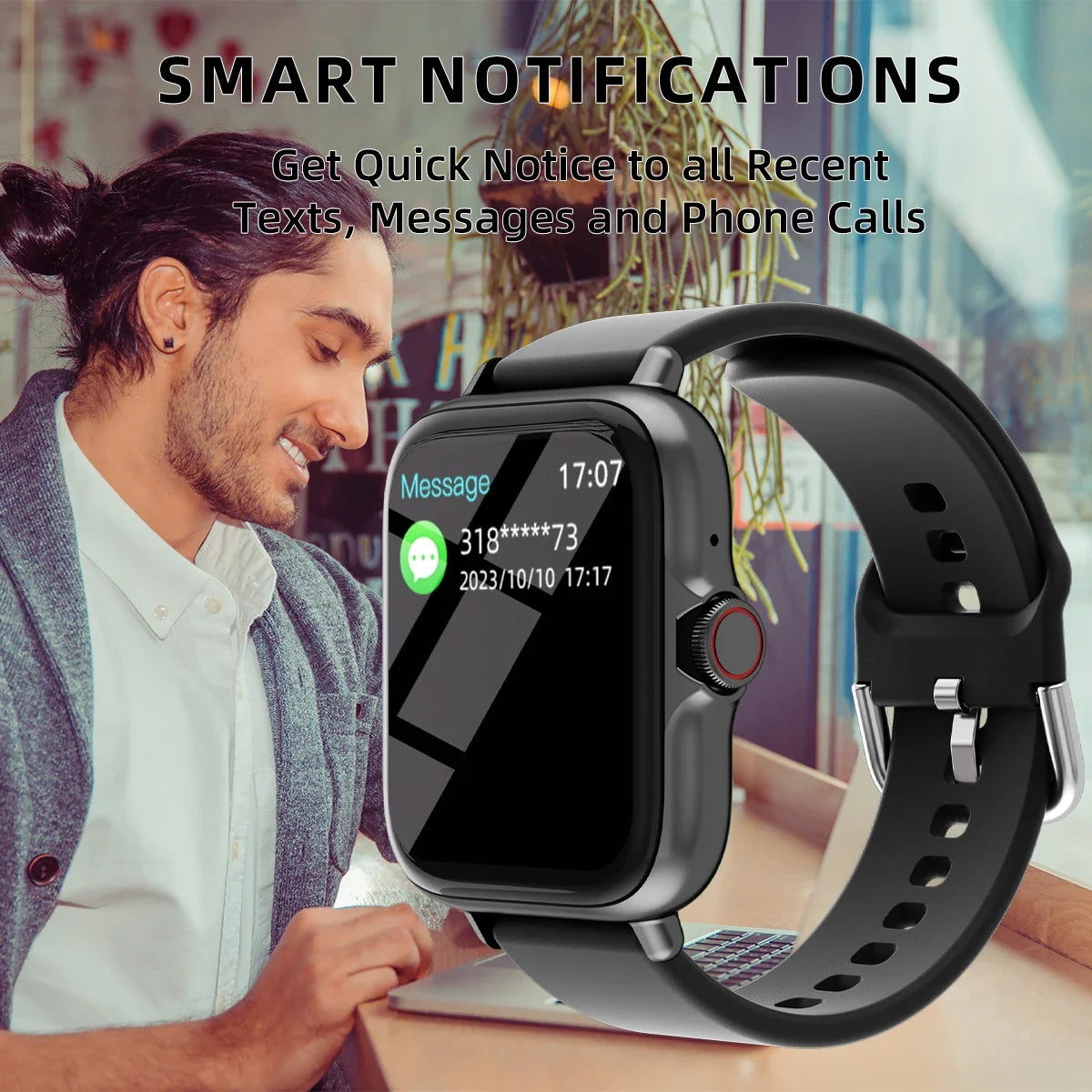 VYROX™ Smartwatch Fitness 1.83” – Llamadas Bluetooth, Monitor de Sueño, Podómetro y Notificaciones
