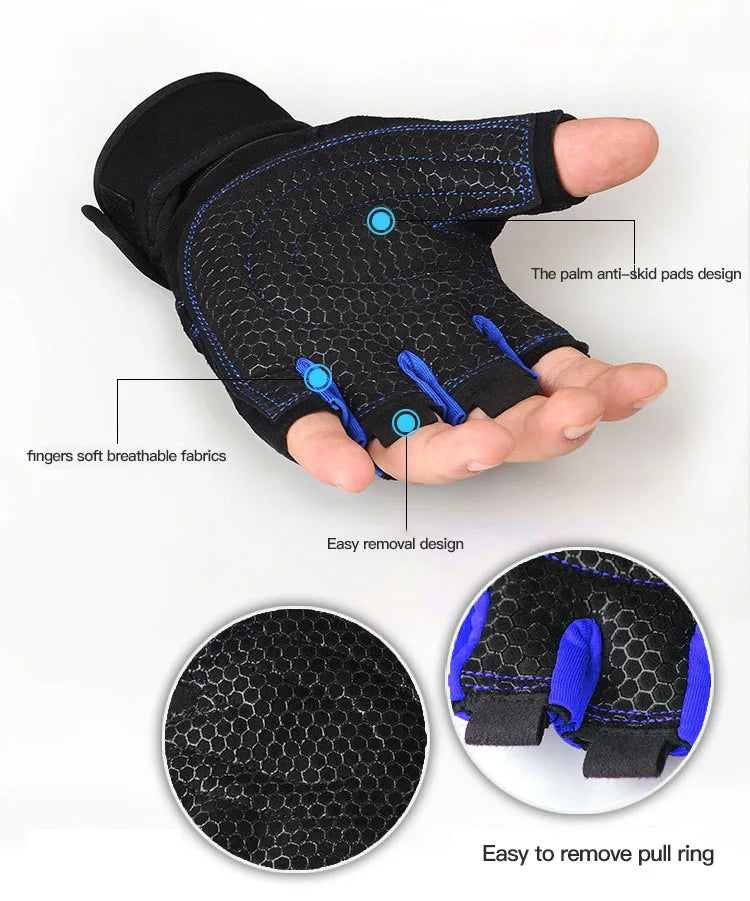 Guantes Fitness con Soporte de Muñeca – Antideslizantes y Acolchados