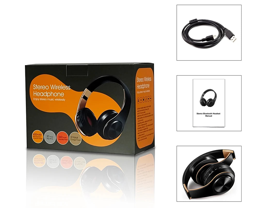 Audífonos Inalámbricos Bluetooth Dorados con Micrófono