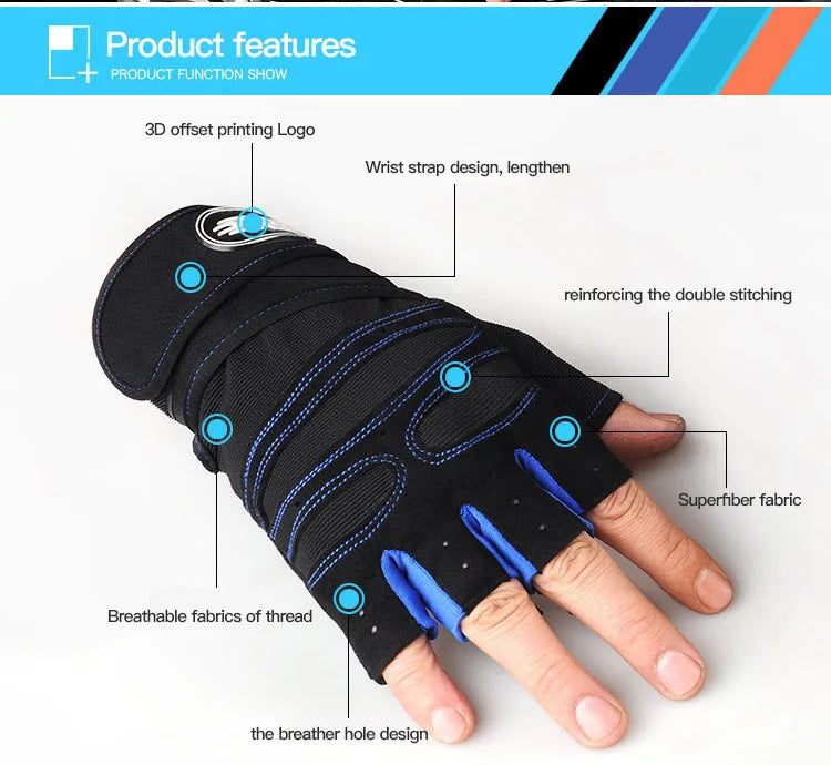 Guantes Fitness con Soporte de Muñeca – Antideslizantes y Acolchados