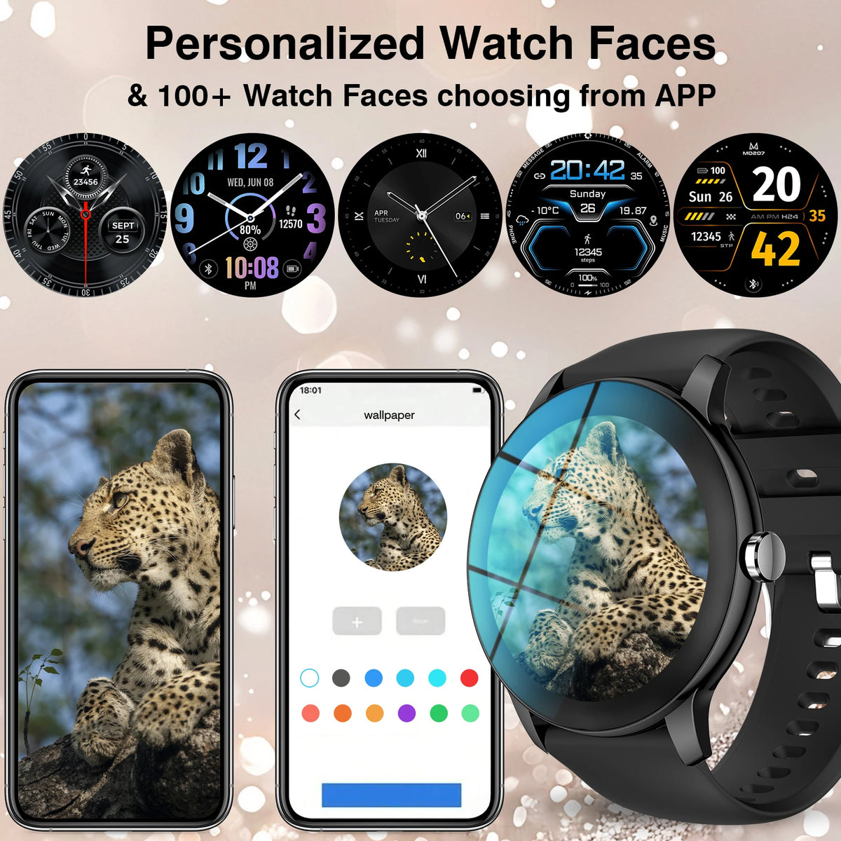 VYROX™ Smartwatch Fitness – Reloj Inteligente con Llamadas Bluetooth, Carga Inalámbrica y Esferas Personalizables