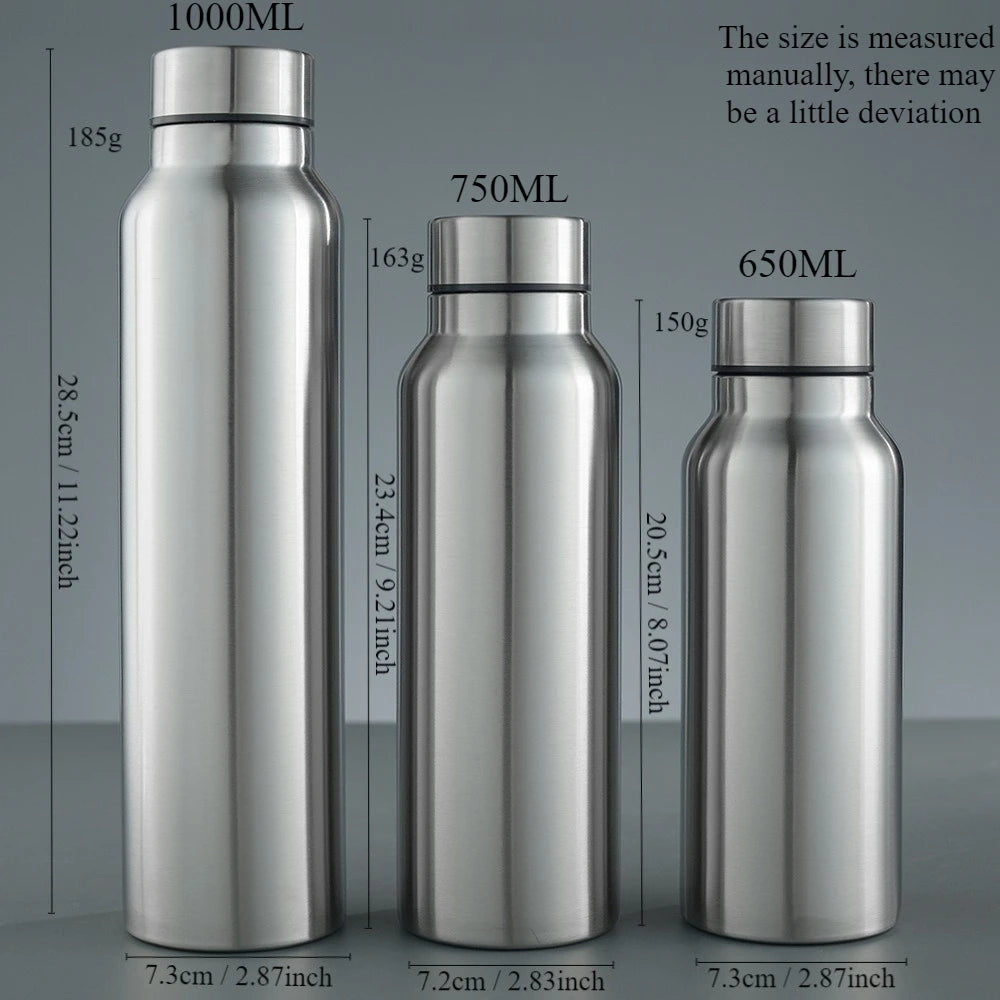 Stainless Steel Metal Water Bottle 33ozSports Water Bottle Single Wall Cold Water Bottle Reusable Leakproof Stainless Steel