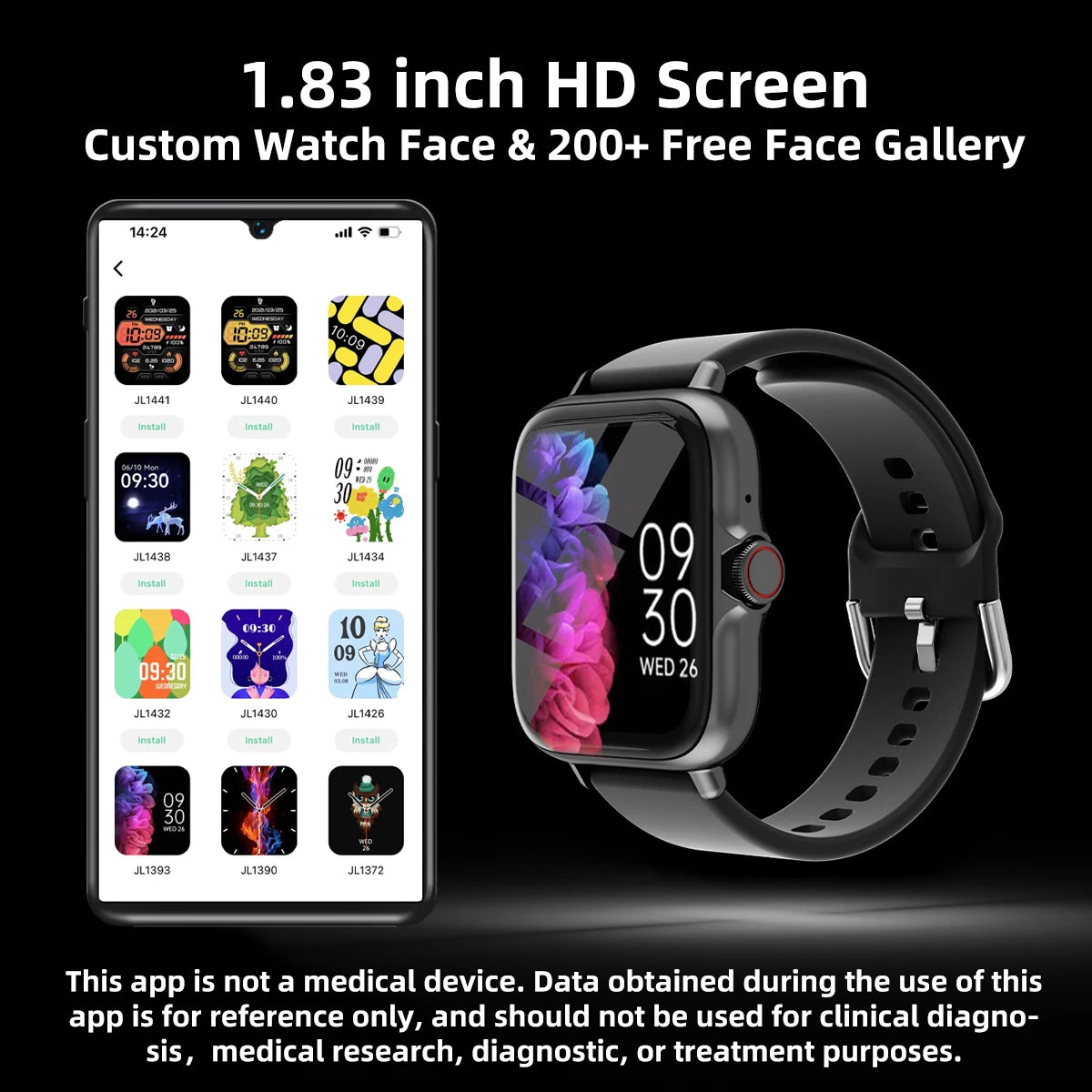 VYROX™ Smartwatch Fitness 1.83” – Llamadas Bluetooth, Monitor de Sueño, Podómetro y Notificaciones
