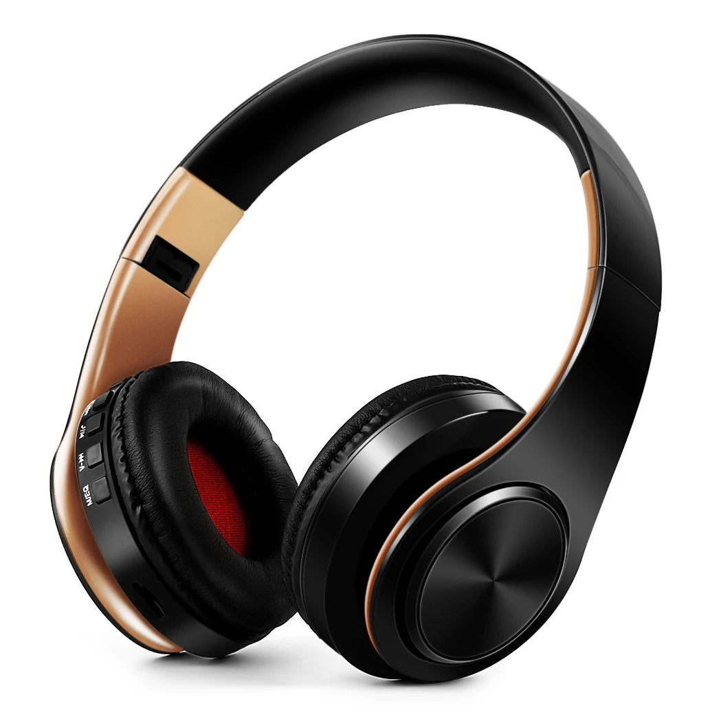 Audífonos Inalámbricos Bluetooth Dorados con Micrófono