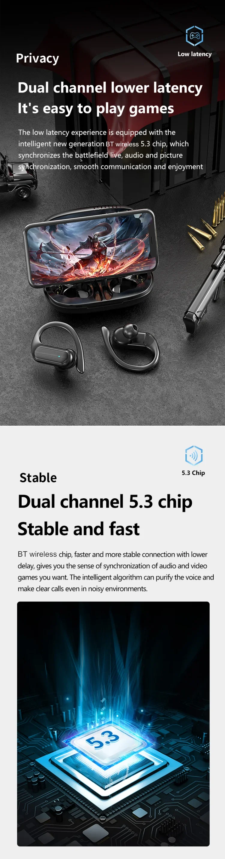 JBL- A520 TWS Sport Earbuds – EarHook & Touch Control