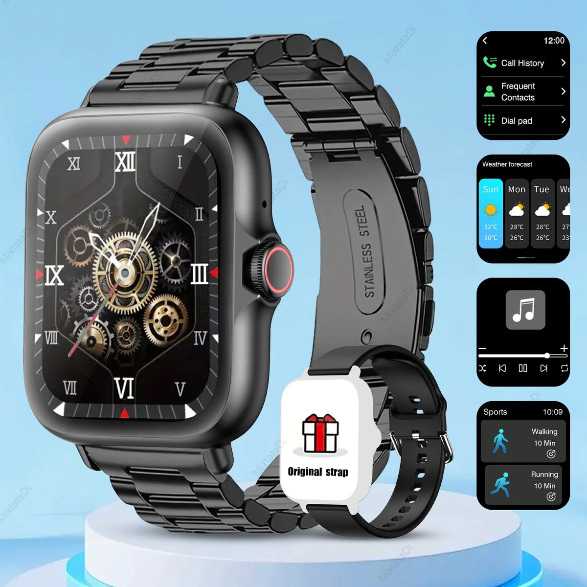 VYROX™ Smartwatch Fitness 1.83” – Llamadas Bluetooth, Monitor de Sueño, Podómetro y Notificaciones