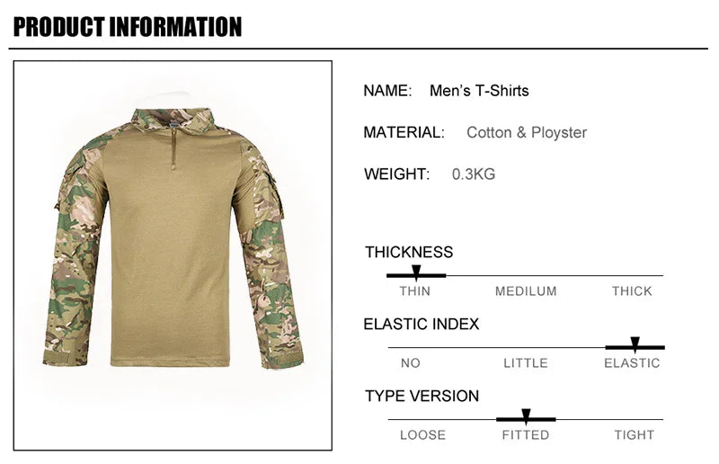Camiseta Táctica para Hombre con Cierre 1/4 – Manga Larga Outdoor