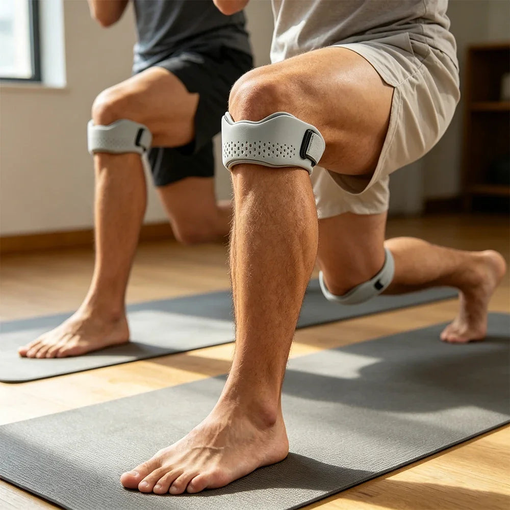 Banda de Soporte para Rodilla – Ajustable con Almohadilla de Silicona