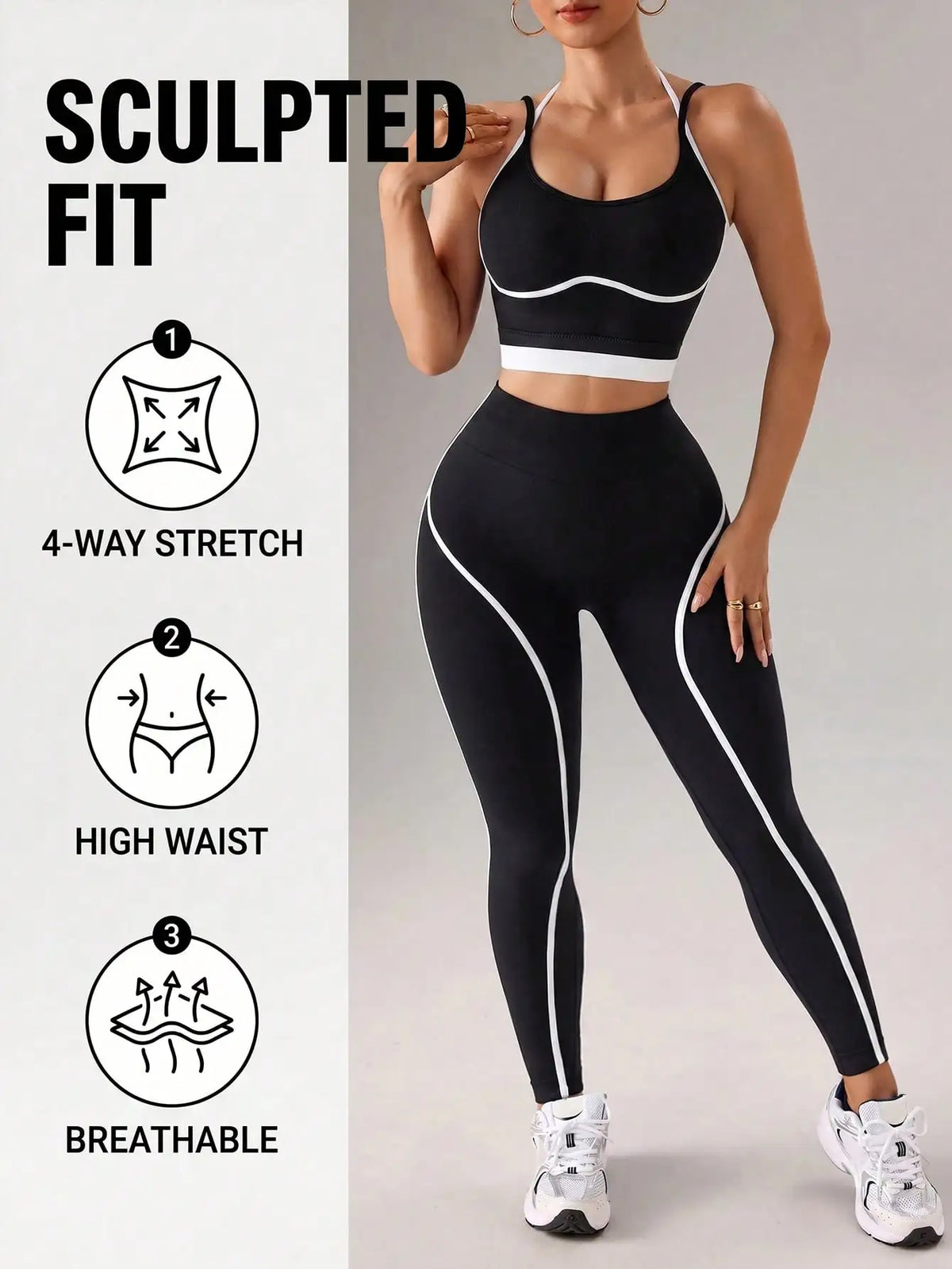 Conjunto Deportivo Titan Fit para Mujer — Top de Soporte y Leggings de Tiro Alto