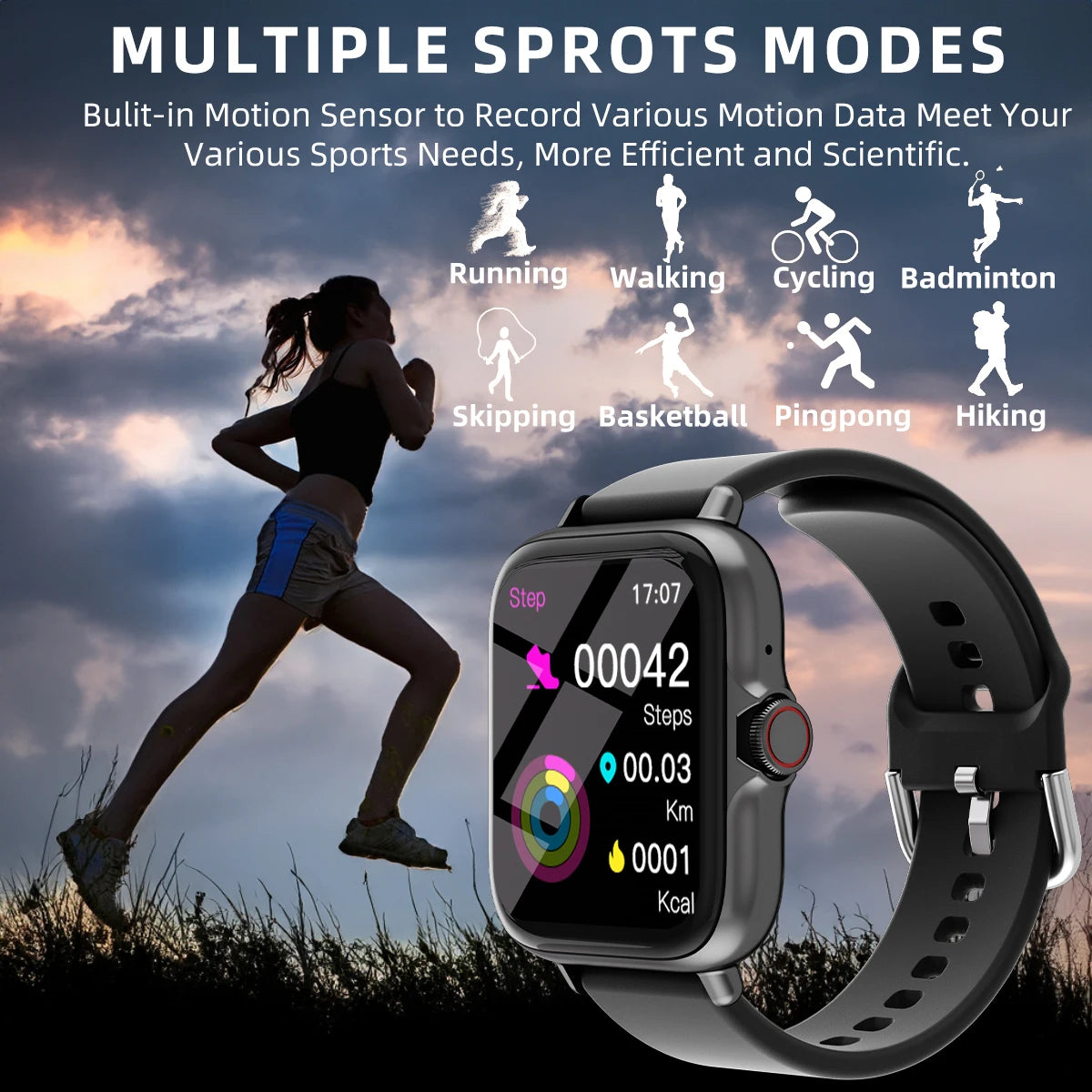VYROX™ Smartwatch Fitness 1.83” – Llamadas Bluetooth, Monitor de Sueño, Podómetro y Notificaciones