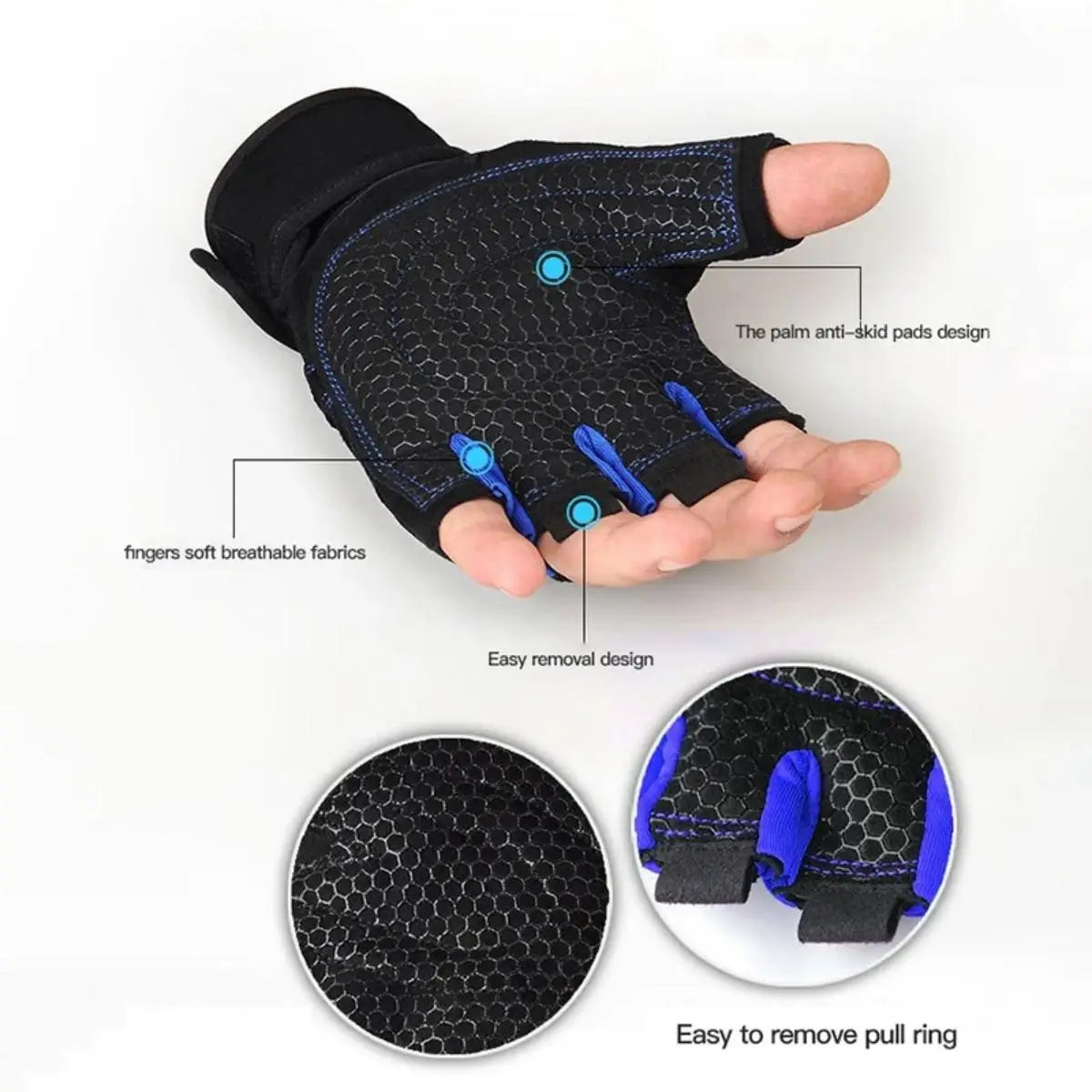 Guantes Fitness con Soporte de Muñeca – Antideslizantes y Acolchados