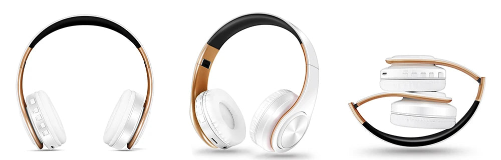 Audífonos Inalámbricos Bluetooth Dorados con Micrófono