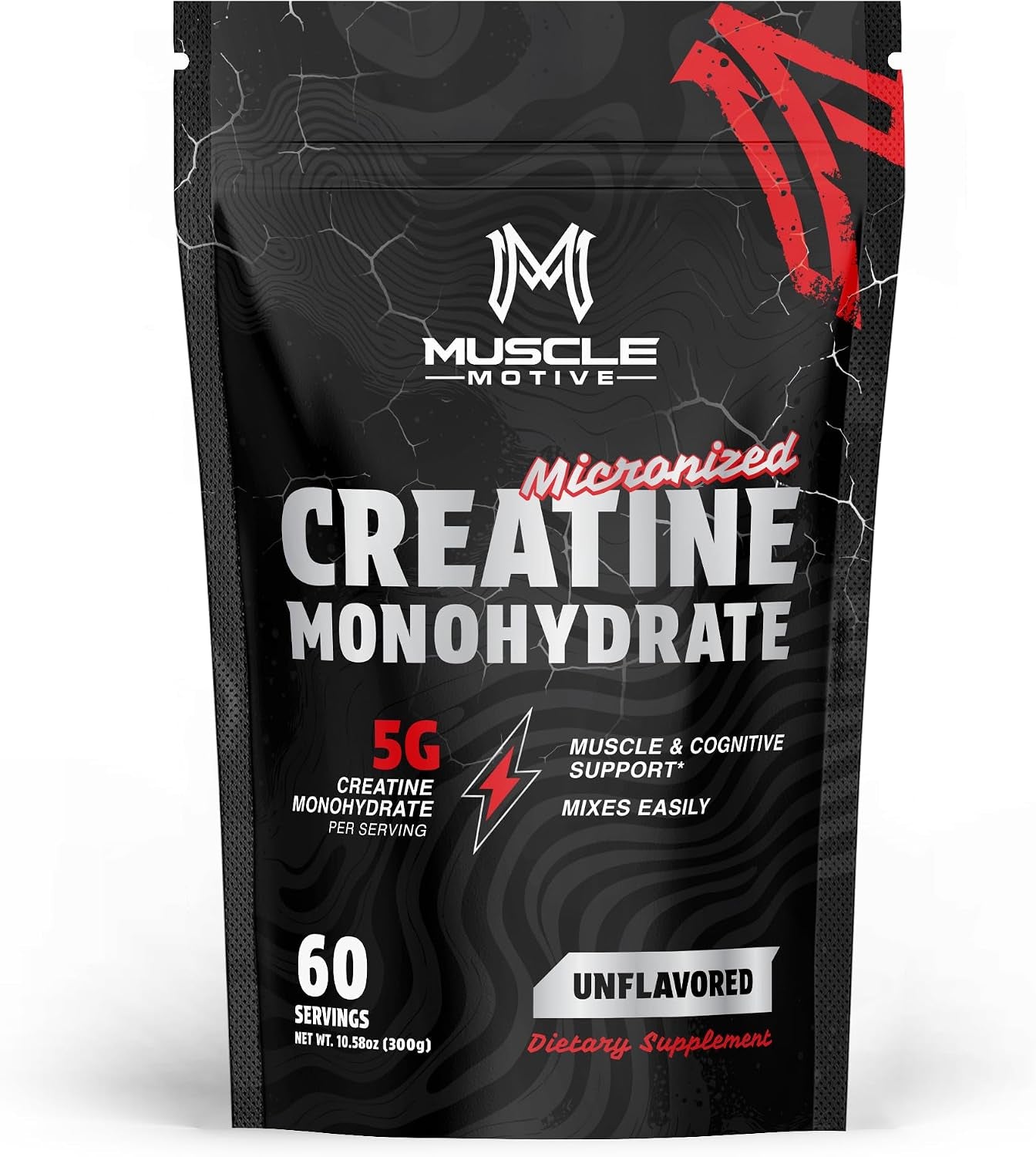 Creatine Monohydrate Powder, Unflavored, 300G | Micronized, 5G per Serving, 60 Servings, for Men