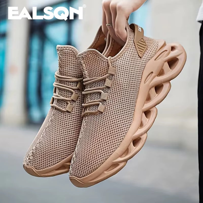 Men's & Women's Lightweight Breathable Running Shoes - Casual Jogging Sneakers with Shock Absorption in Black and Brown